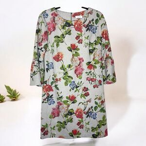 Calvin Klein Women’s Size 12 Smoke Gray Red Floral Sheath Dress Elegant Workwear